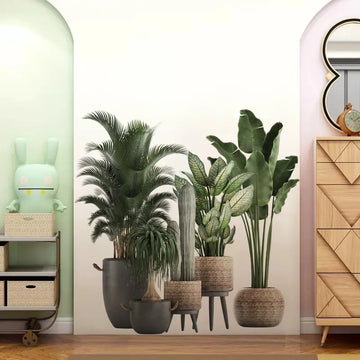 sticker mural plante verte pot naturel minimaliste deco chambre salon pieces