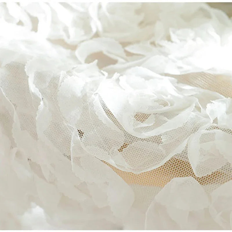rideau blanc fleur brodé tulle transparent romantique fenêtre française anneaux suspensionhôtel maison pastorale