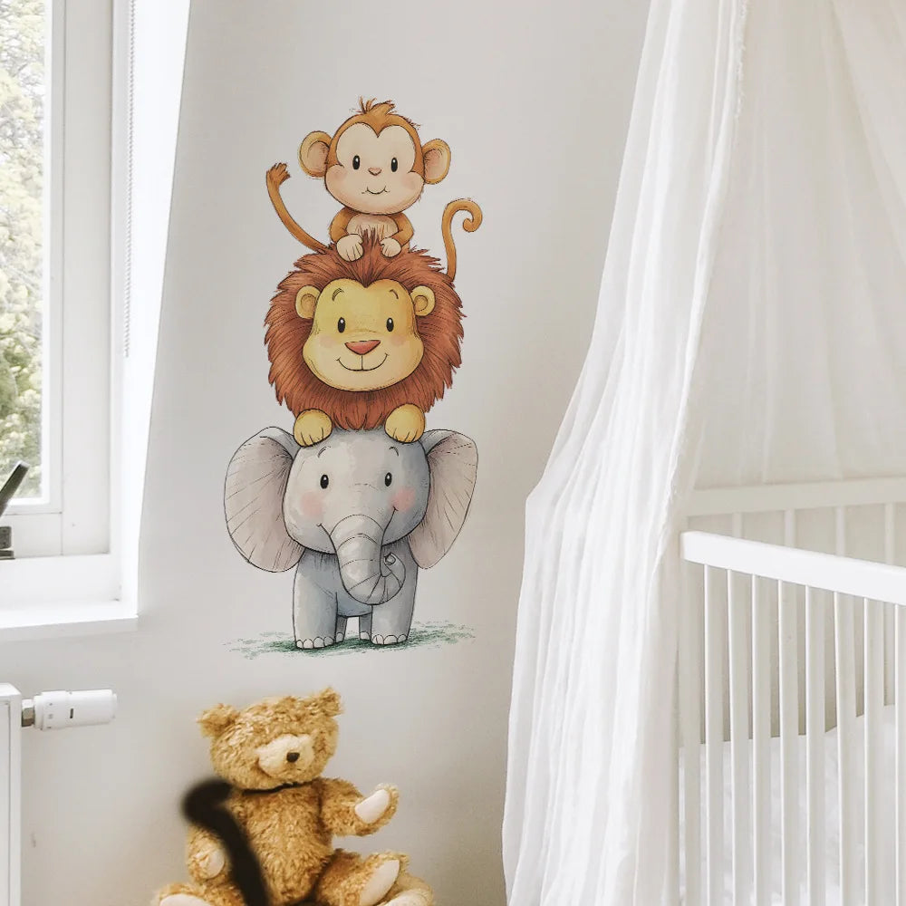 stickers muraux animaux enfants modernes multicolores adhésifs résistants l'eau chambre bébé decoration chambre filles