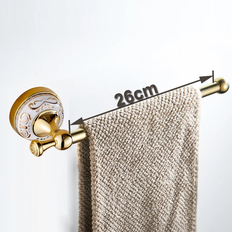 accessoires salle bain doré ornements floraux classique porte serviettes porte roulons fixations