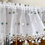 rideau transparent brodé étoiles classique blanc romantique maison