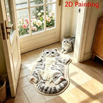 tapis sol chat tigré peluche gris blanc beige doux antidérapant chambre salon maison