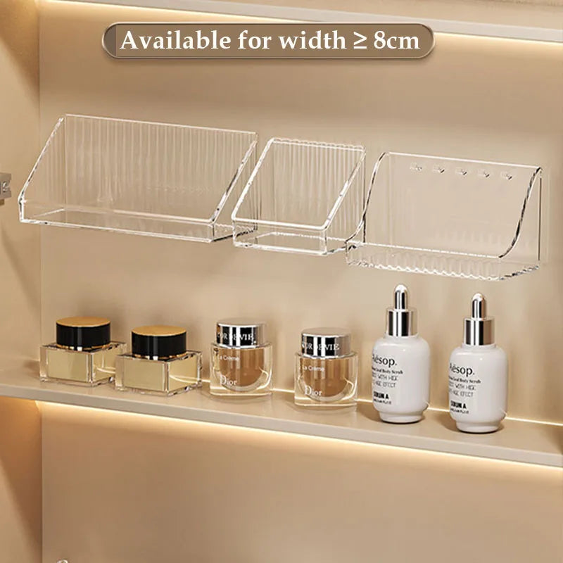 boîtes rangement transparentes modernes minimalistes clips magnétiques miroir cuisine organisation produits cosmétiques