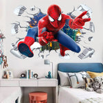 sticker mural 3d super héros hulk iron man captain america thor rouge bleu vert