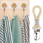 pinces serviettes corde tressée moderne couleur beige noir blanc rouge vert clips magnétiques salle