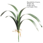 plantes artificielles vertes feuilles larges nervures dorées décoration intérieure moderne minimaliste pot verre support