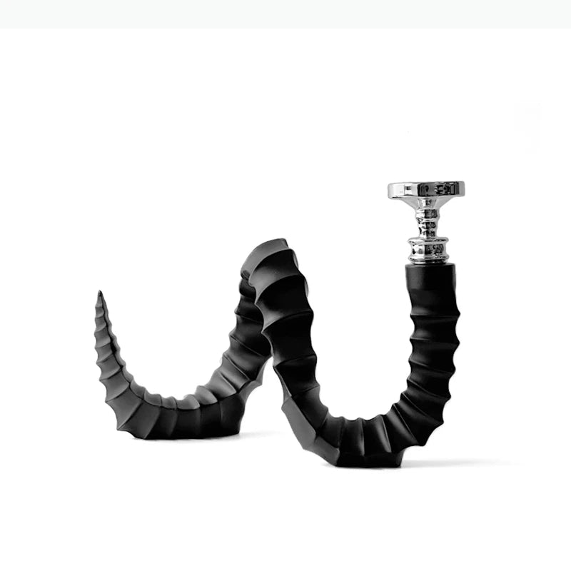 porte chandeliers moderne sculpture corne chèvre noir texturé décoration intérieure ornement original 20cm large