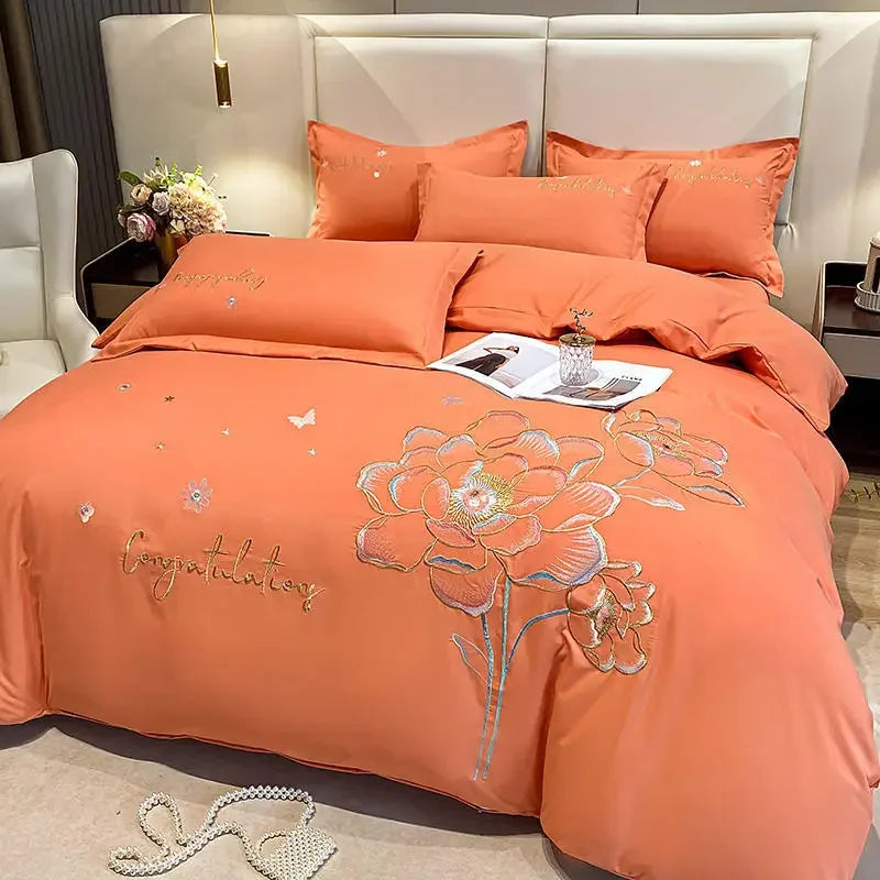 Parure de lit rose avec housse de couette et taies d'oreiller