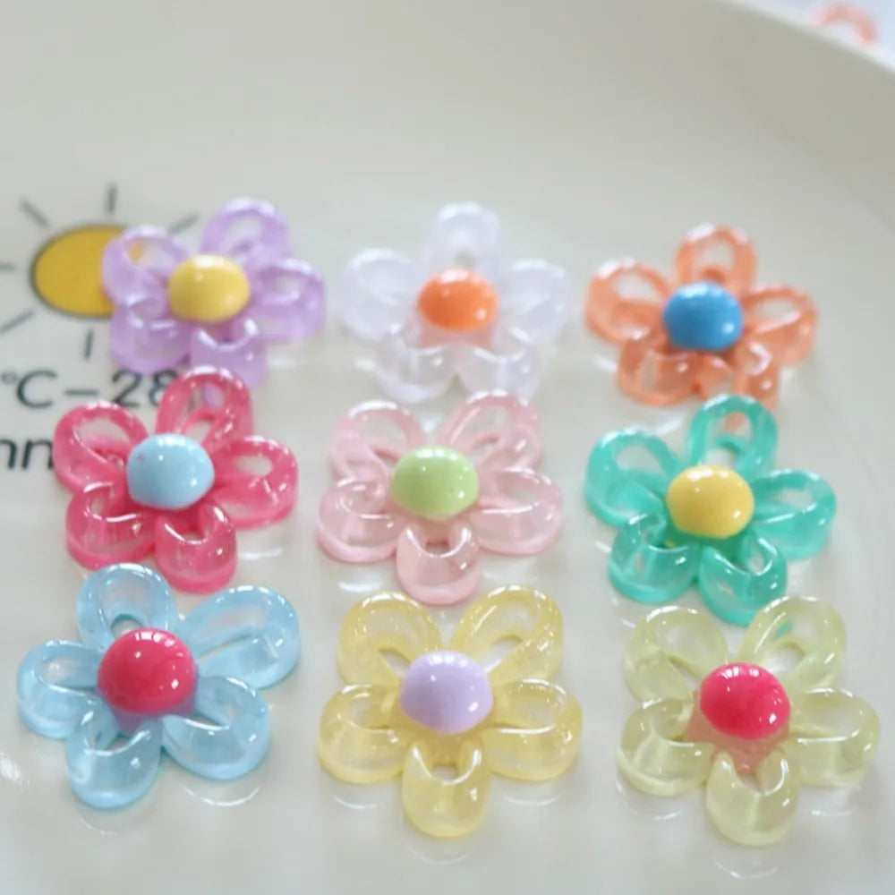 clips cheveux fleurs violet blanc orange vert jaune rose bleu kawaii