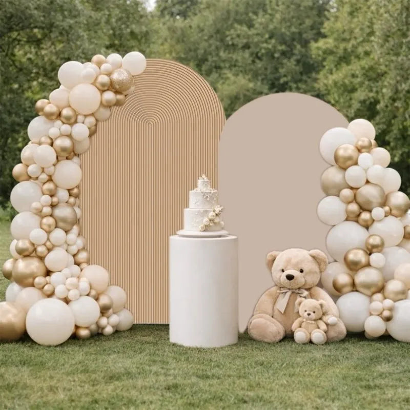 rideau arqué beige rayures verticales moderne mariage anniversaire durable lavable gestion facile