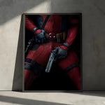 affiches deadpool pop art moderne cadre bois rouge noir gris blanc texture super héros