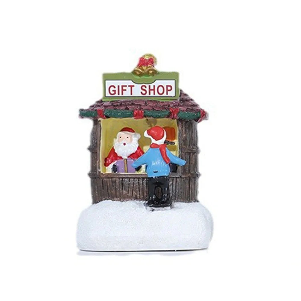 miniature magasin noël personnages santas lutins enseignes candy store gift shop thermo gulee résine