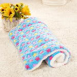 tapis lit doux couverture polaire épaisse animaux compagnie rose bleu beige points colorés lavable