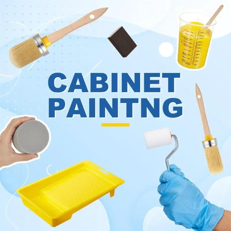 kit peinture palette pinceaux gants rouleau éponges tasse papier verre utilitaire