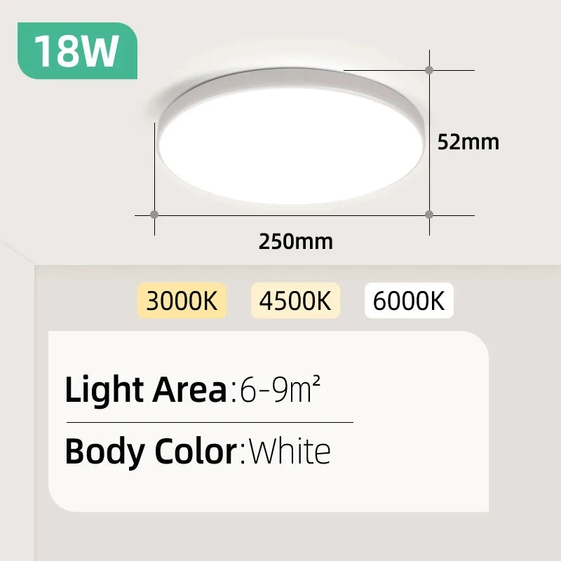 Lampe LED moderne 20W 30W blanc ultra mince éclairage intérieur