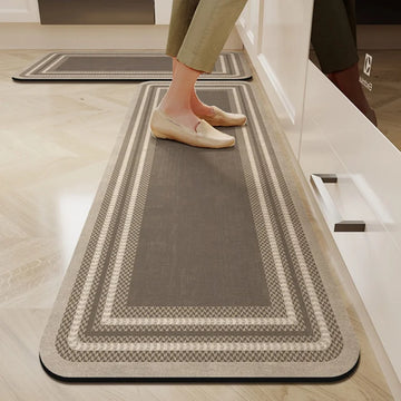 tapis sol intérieur cuisine entrée moderne motif géométrique doux imperméable antidérapant beige gris