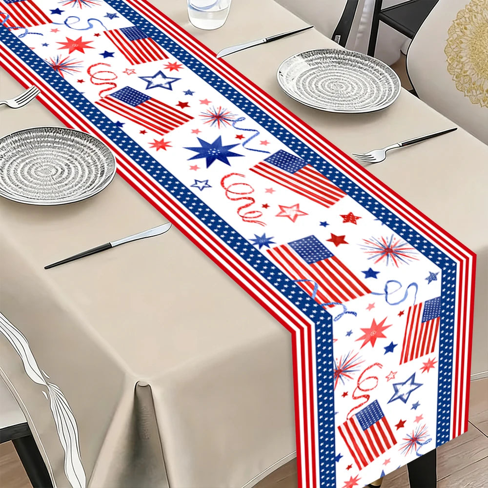 nappe décorative drapeaux étoiles feu d'artifice anniversaire fête américaine rouge blanc bleu