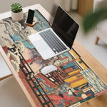 tapis souris ukiyo multicolore illustration japonaise traditionnelle hivernale protection caoutchouc grande taille