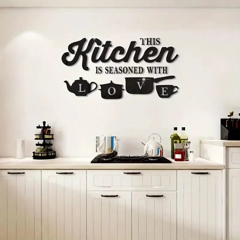 décoration murale stickers argenté doré noir vaisselle LOVE cuisine moderne abstraite
