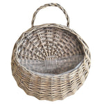 panier suspendu tissage osier marron foncé marron clair traditionnel durable poignées