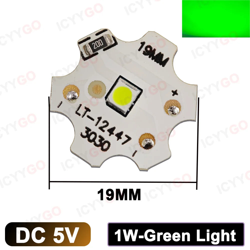 diodes led blanc rouge vert bleu moderne 19mm 1w 5v 300ma 120lm