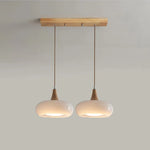 suspension lumineuse moderne orange bois naturel opacité chaînes métalliques salon restaurant étude chambre exposition