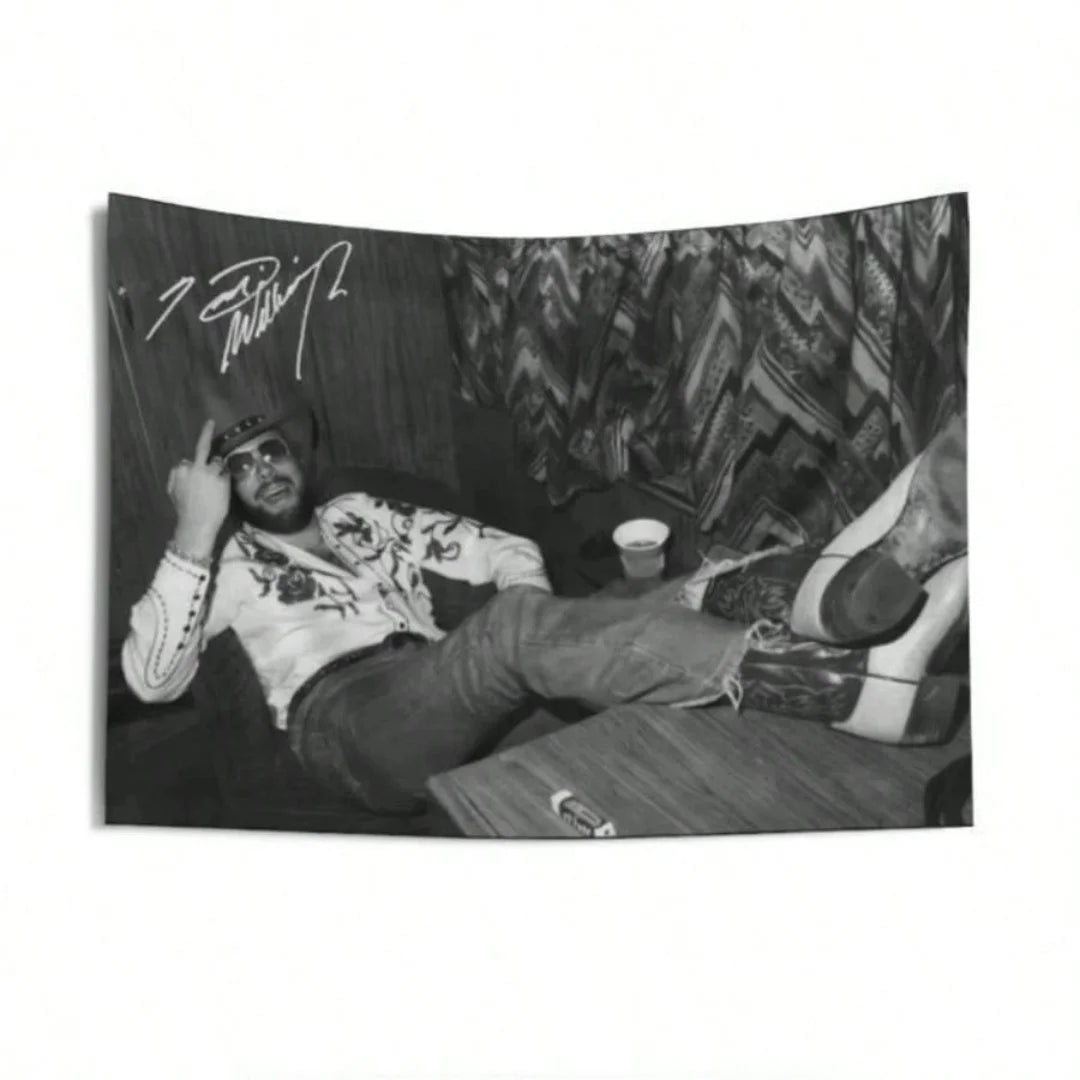 tapis noir vintage hank williams signature tissu polyestère dimensions variées chambre salon