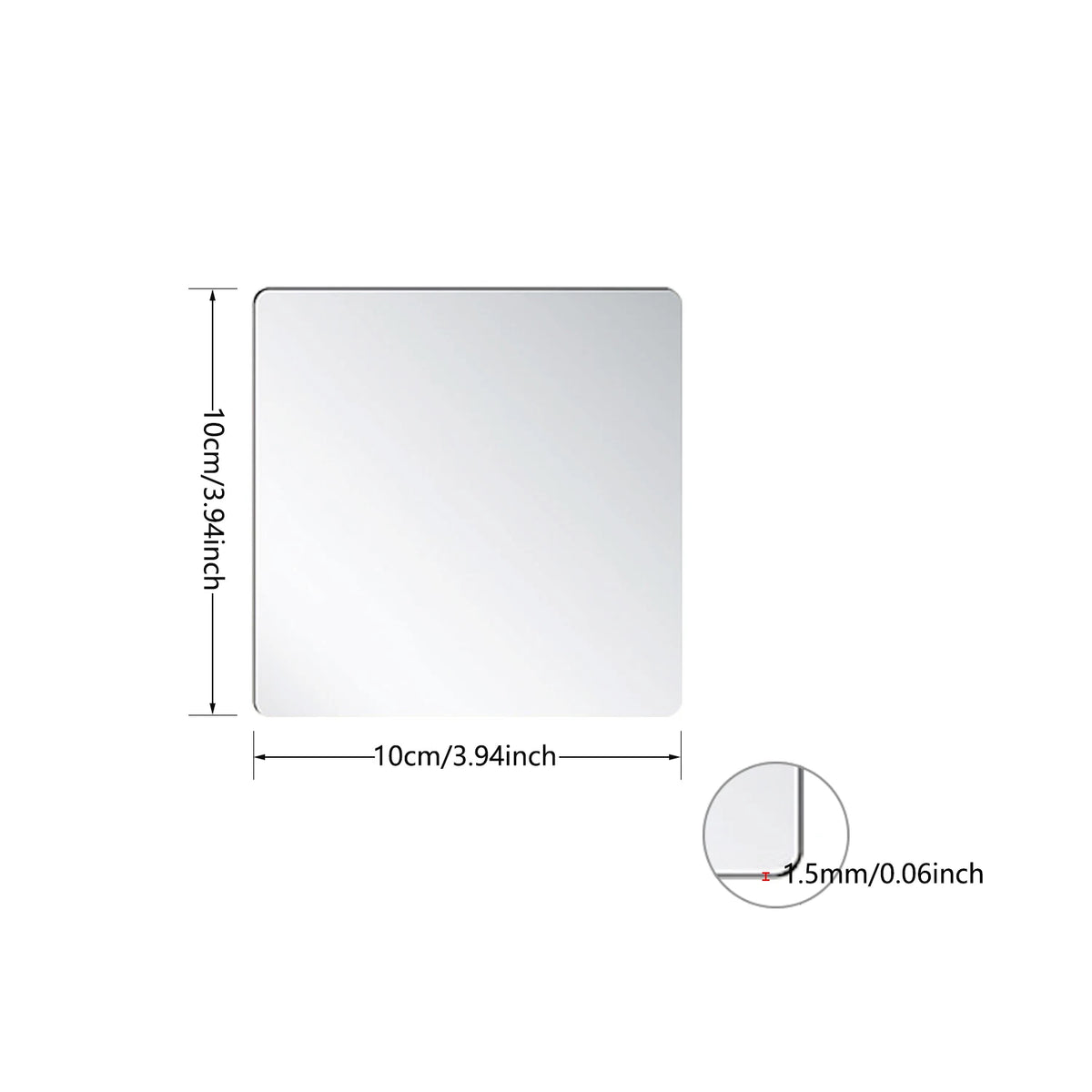 miroirs acrylique carrés transparents moderne adhésifs papier protecteur 10x10cm 15x15cm 20x20cm 30x30cm 40x40cm