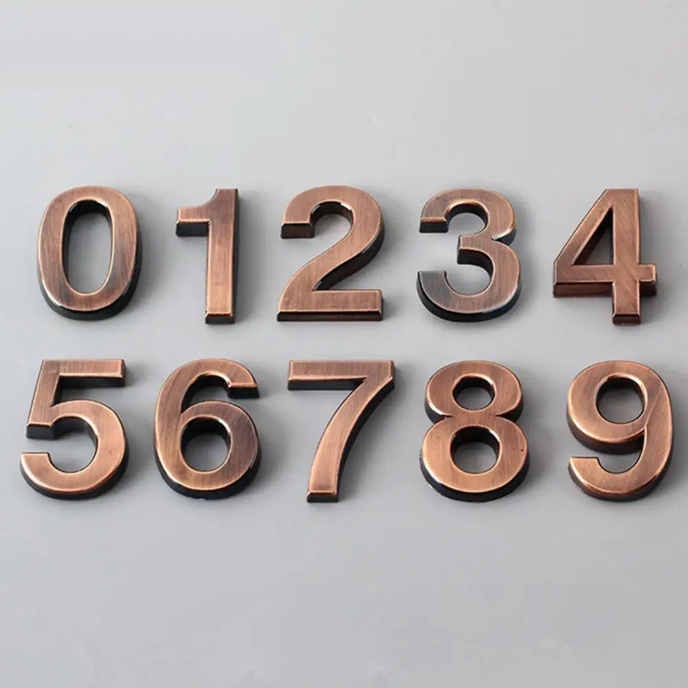 numéros porte adhésifs bronze gris moderne minimaliste lisses brossées decoration adresse maison appartement chambre
