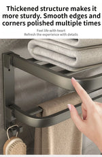 porte serviettes mural aluminium gris lisse moderne serviettes coton brosse dents fixations vis 21.5cm