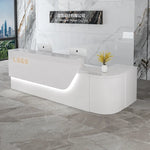 comptoir accueil moderne blanc tiroirs rangement mobilier commercial luxe minimaliste