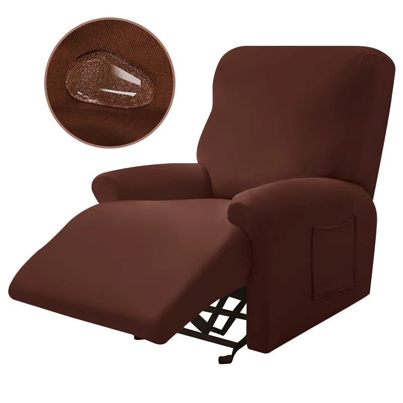 Housse fauteuil inclinable gris clair uni moderne adhésif poche respirante durable confortable hydrofuge lavable