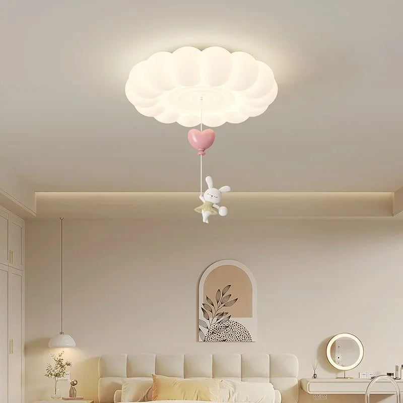 lampe moderne blanche nuages lapin ballon chambre enfants lumière led