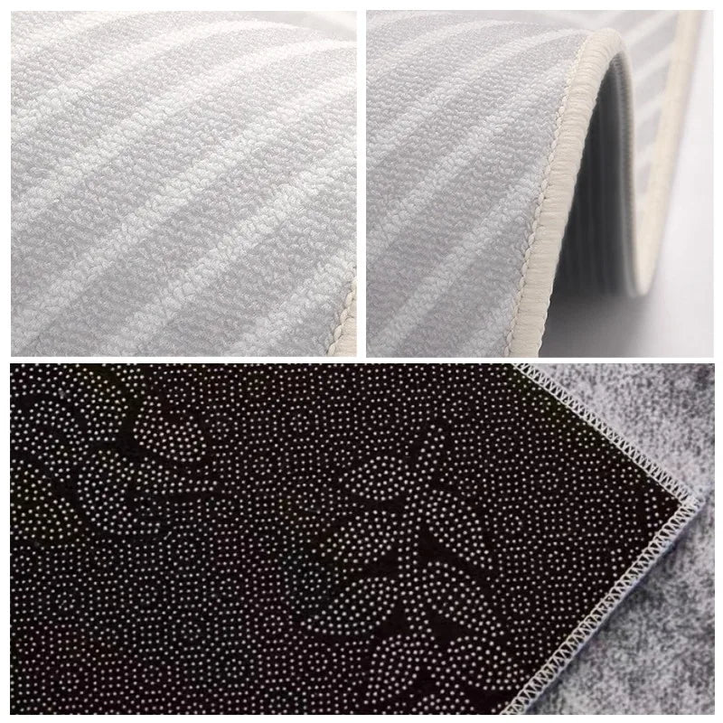 tapis demi circulaire moderne rayures horizontales résistant saleté facile nettoyage vestibule chambre cuisine