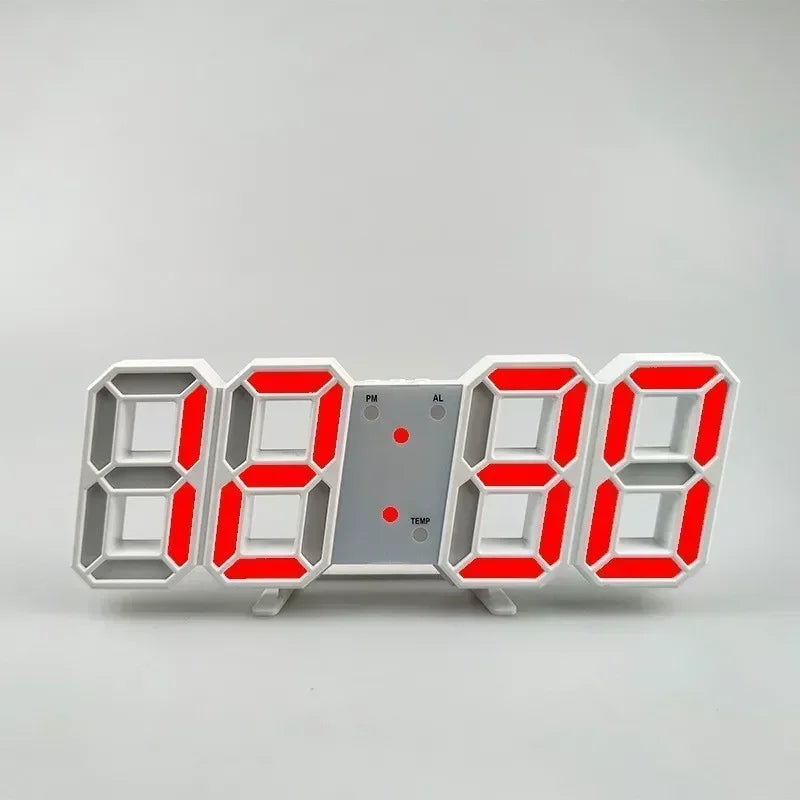 horloge digitale led moderne réveil affichage semaine calendrier blanc gris rouge vert bleu noir