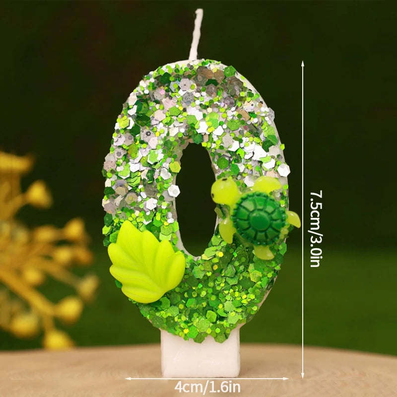 bougies numériques forme chiffres anniversaire verte blanche jaune feuilles