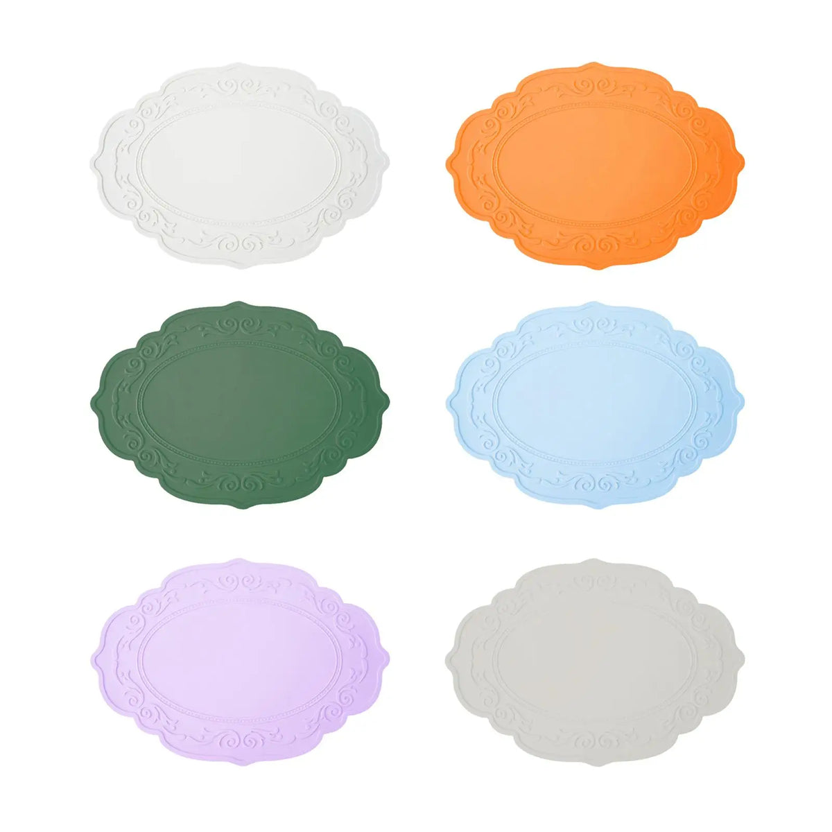assiettes violet ornements floraux gris clair vert foncé classique adhésif orange blanc