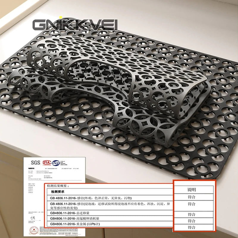 tapis cuisine silicone perforé moderne noir 200°C résistant 46.2cm 31.7cm