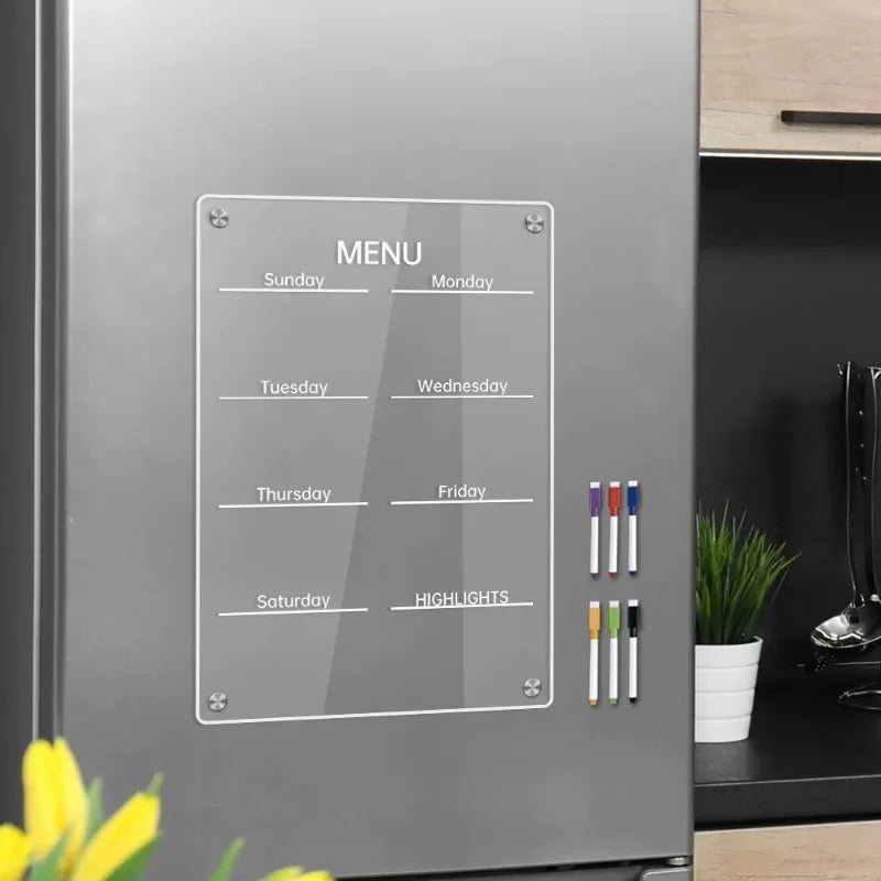 Organisateur hebdomadaire magnétique transparent en cuisine