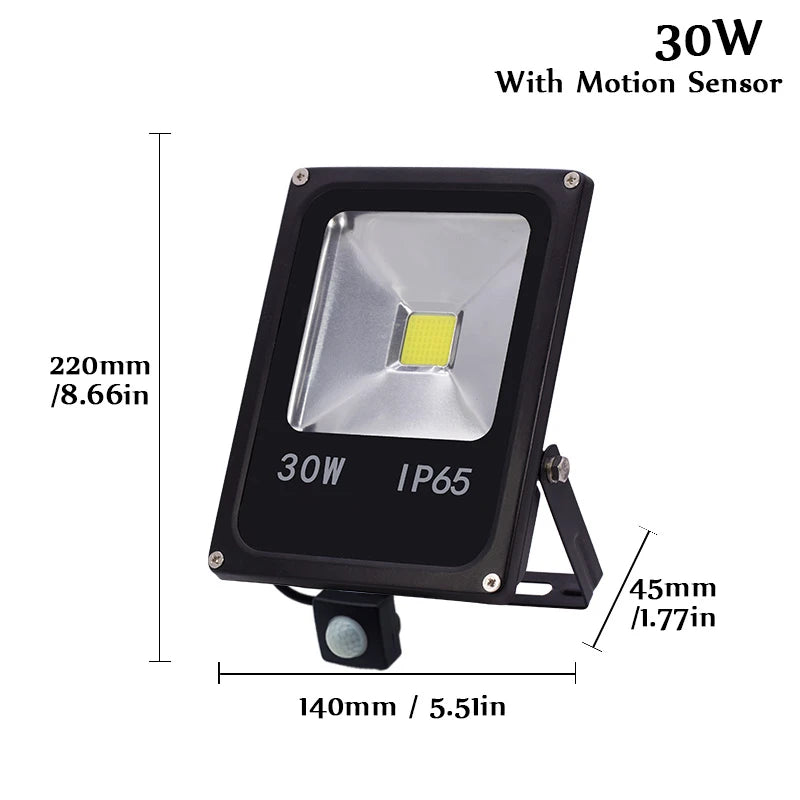 projecteur led motion sensor 10w 30w 50w ip65 moderne acier inoxydable clips extérieur