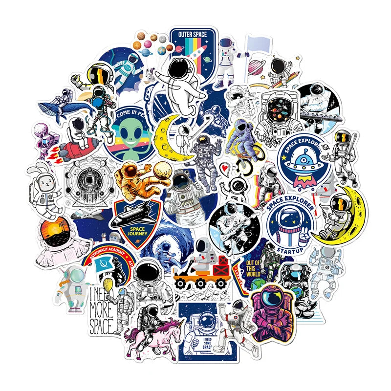 stickers cartoon astronautes planètes étoiles décoration diy carnet notes skateboard enfants adolescents