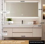 meuble salle bain blanc marbre moderne étagères miroir lumineux accessoires fixations murales