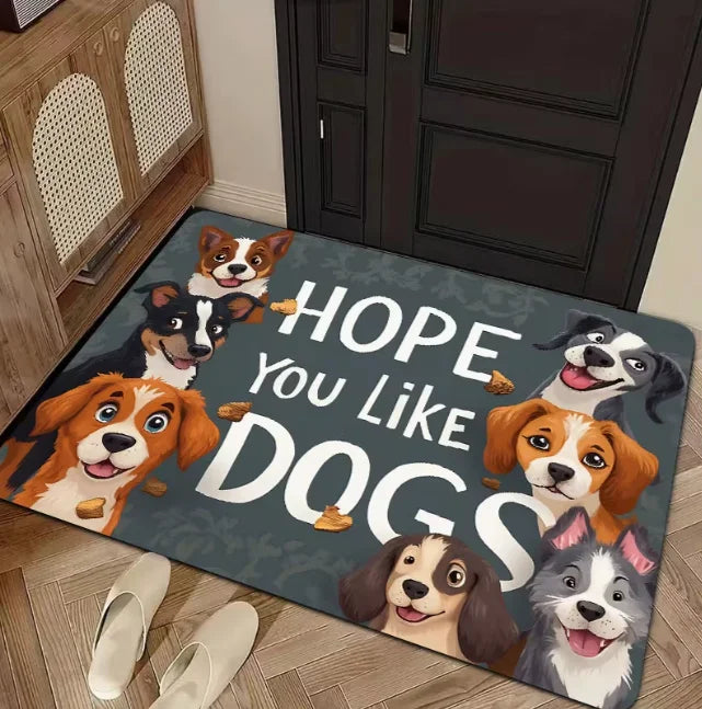 tapis sol moderne chiens dessin animé anti dérapant résistant décoloration 30x50cm 40x60cm 50x80cm
