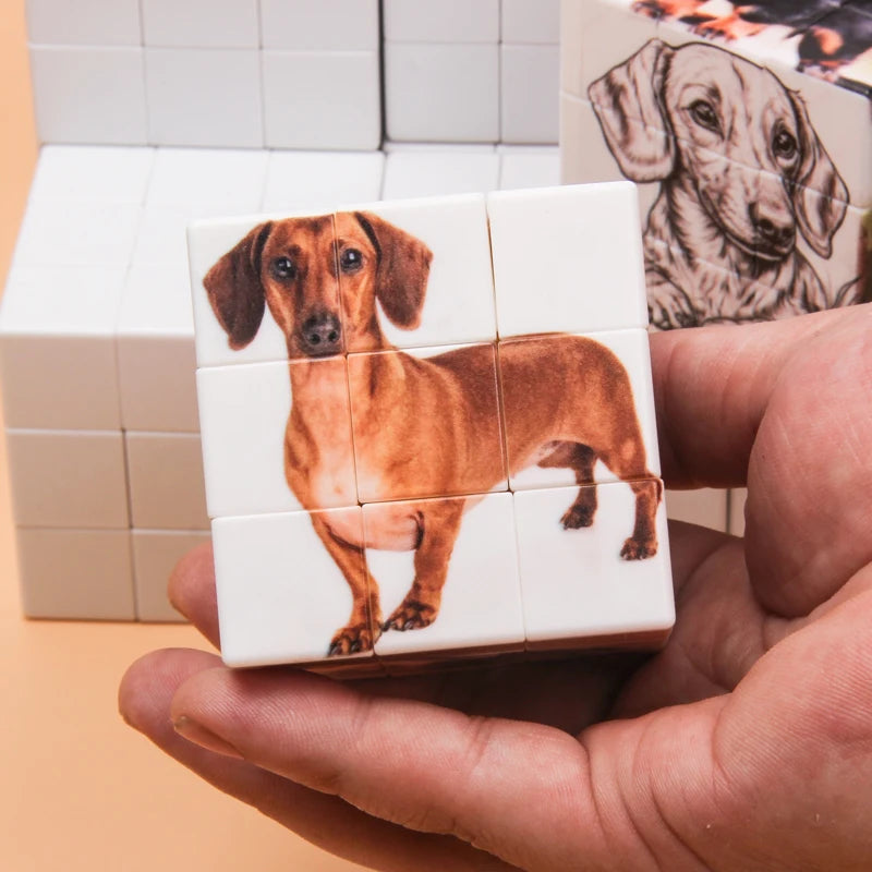 cubes imprimés chiens portraits paysages urbains puzzle décoration enfant jouet moderne blanc marron