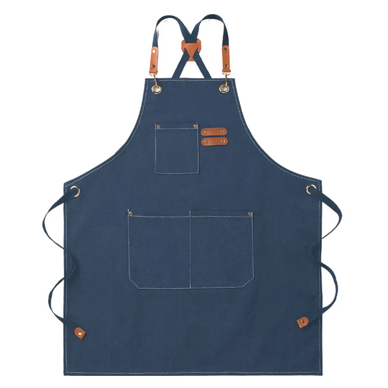 tablier cuisine gris toile épaisse poche avant classique écoureuse mains