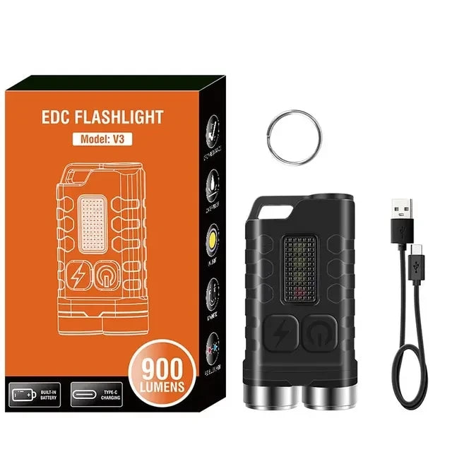 lampe torche rechargeable portable led porte clés compact moderne boutons commande noir transparent
