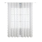 rideau broderie florale blanc transparent classique deux panneaux polyester coton moderne chambre salon