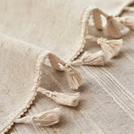 nappe boho chic lin texturé beige clair rayures horizontales extérieur mariage rustic festive
