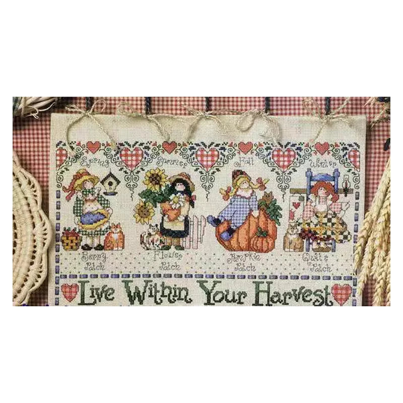 kit broderie personnages paysages multicolore coton feutre aiguilles toile aida carte papier