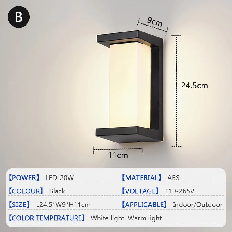 lampe murale moderne sensor motion led noir blanc 85265v ip65 étanche